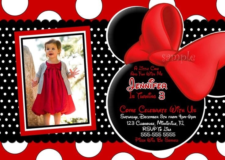 Minnie Mouse Red Invitation Template Free