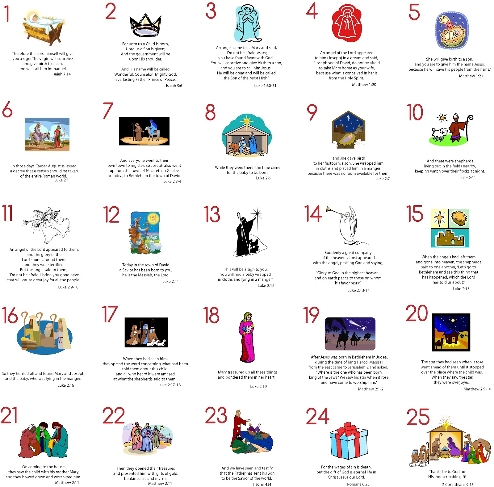 Modern Typography Advent Cards Free Printable