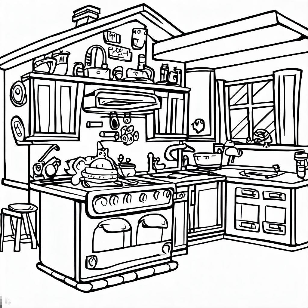 My House Kitchen Coloring Pages Coloring For Kids Smart Creative 