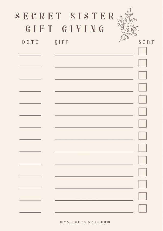My Secret Sister Questionnaire My Secret Sister