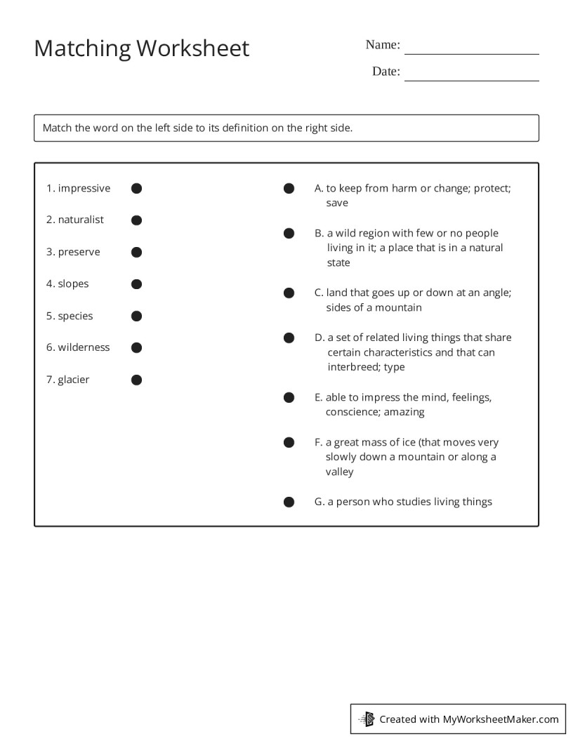 vocab worksheet maker