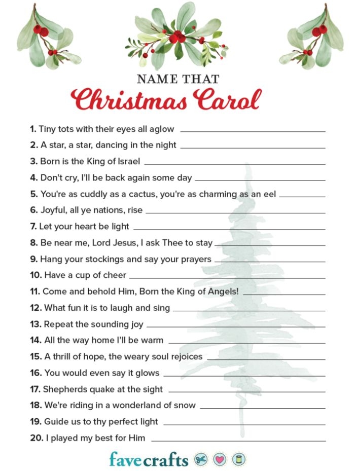 Name That Christmas Carol Game Fun Holiday Activity