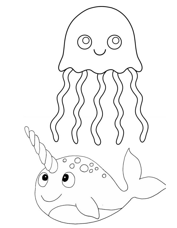 Narwhal Coloring Pages Free Printable PDF 