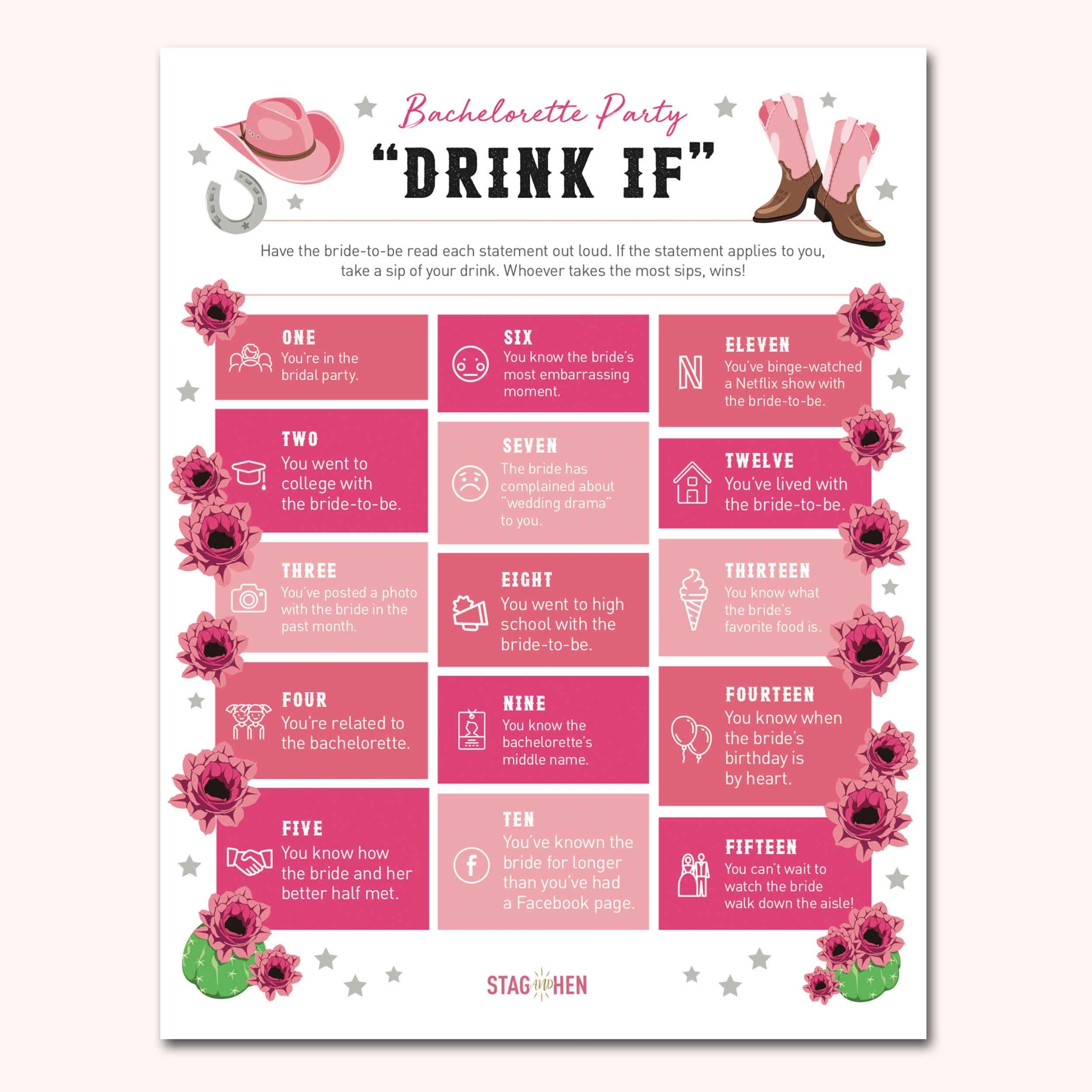 Nashville Printable Bachelorette Party Games Digital PDF Download