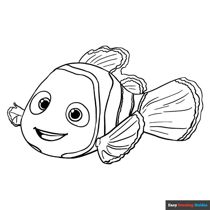 Nemo Coloring Page Easy Drawing Guides