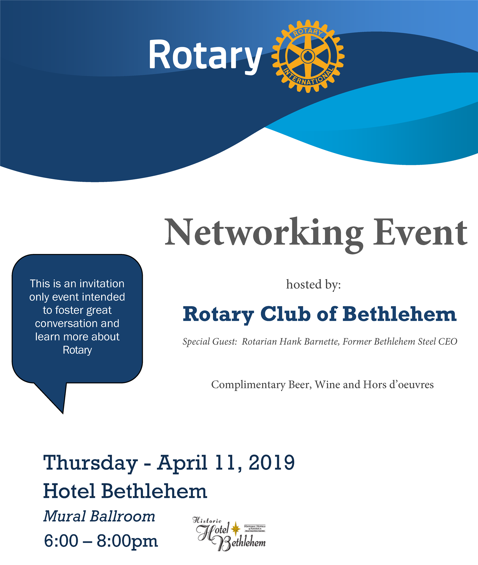 Networking Event Invitation Rotary Club Of Bethlehem