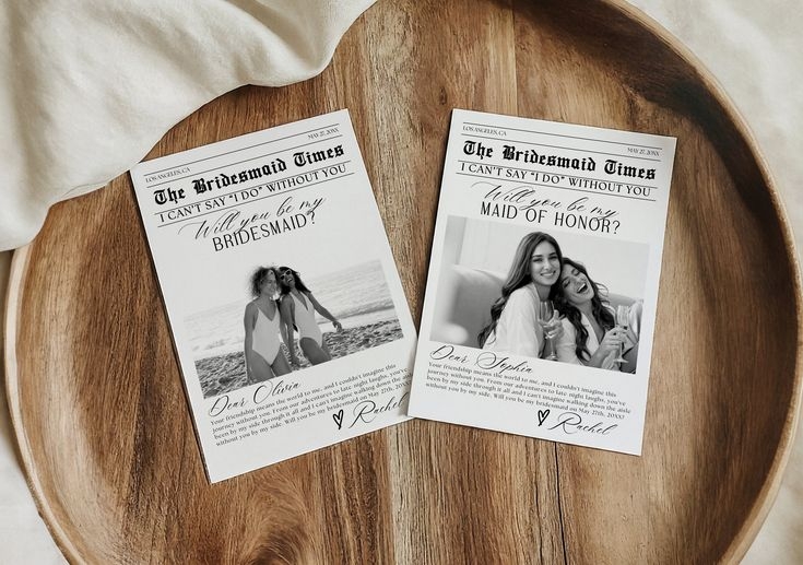 Newspaper Bridesmaid Proposal Card Template Editable Bridesmaid