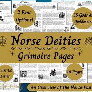 Norse Deities Grimoire Pages Printable Guide To Nordic Gods 