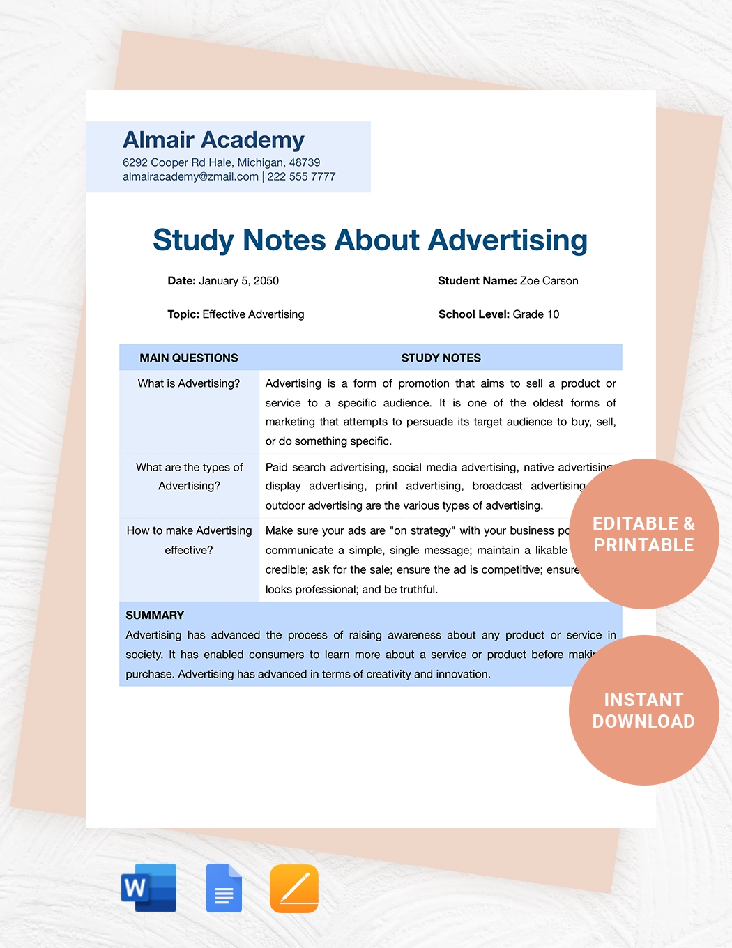 Note Taking Templates In Google Docs FREE Download Template