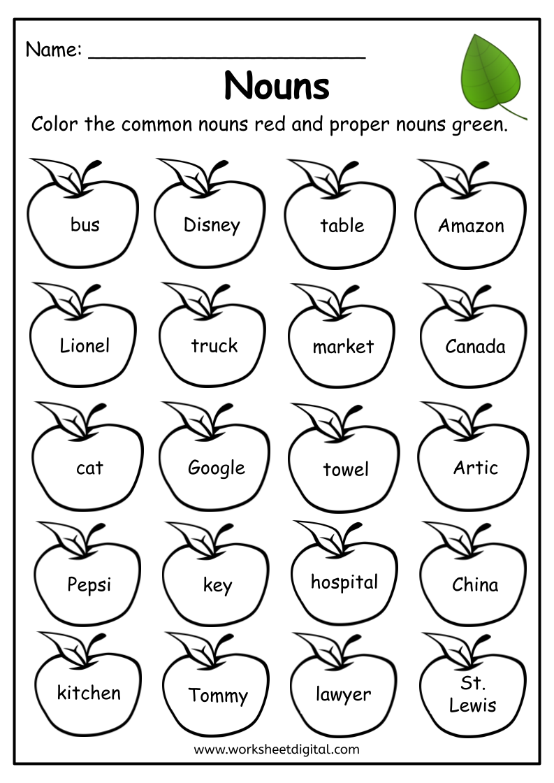 worksheet on nouns