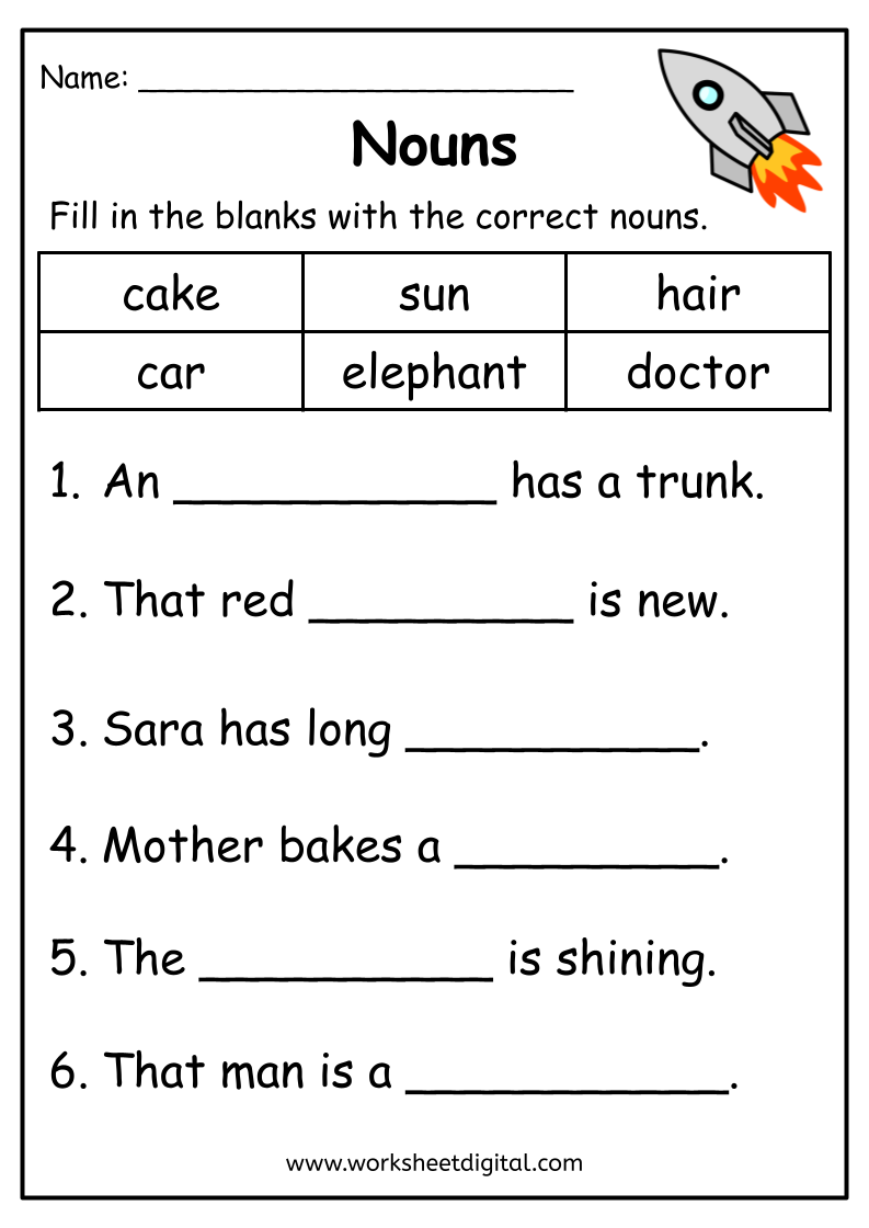 Nouns Worksheet Worksheet Digital Worksheets Library