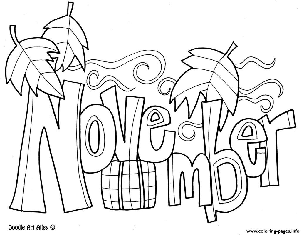 November Month Coloring Page Printable