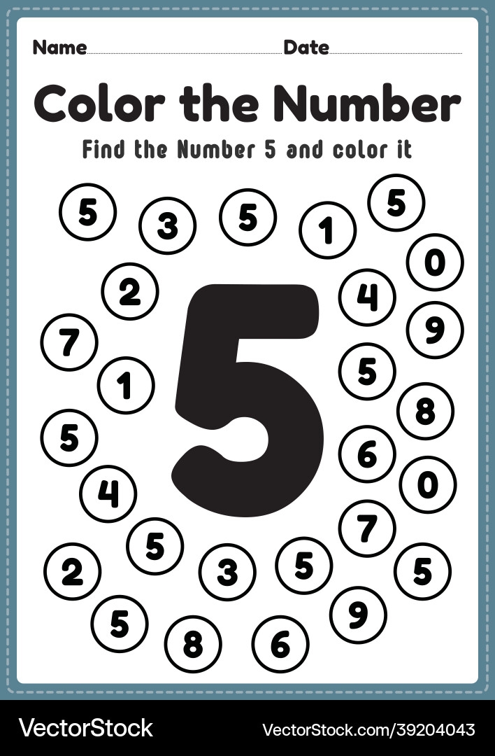Number 5 Count And Trace Coloring Page Twisty Noodle Numbers