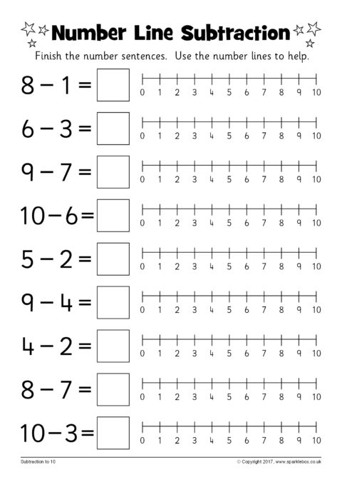 Number Line Subtraction Worksheets SB12219 SparkleBox Worksheets 