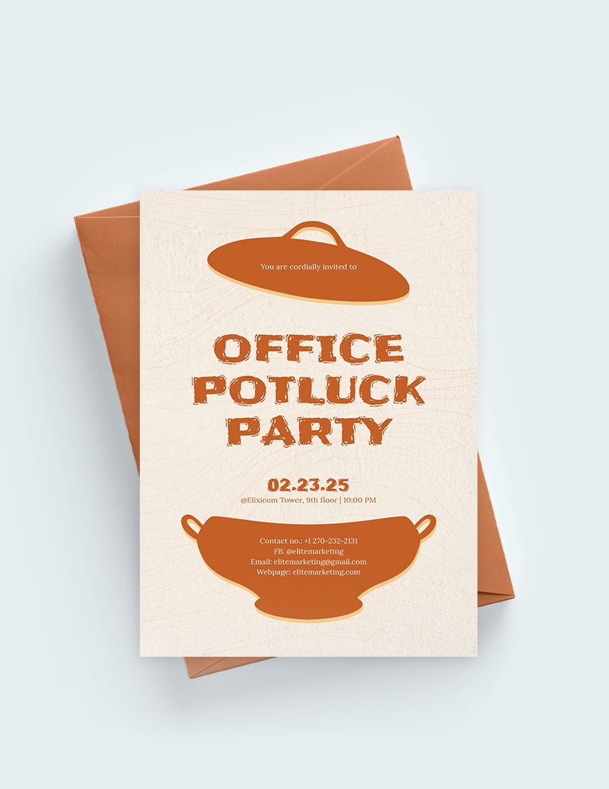 Office Potluck Party Invitation Template In PSD Publisher Illustrator 