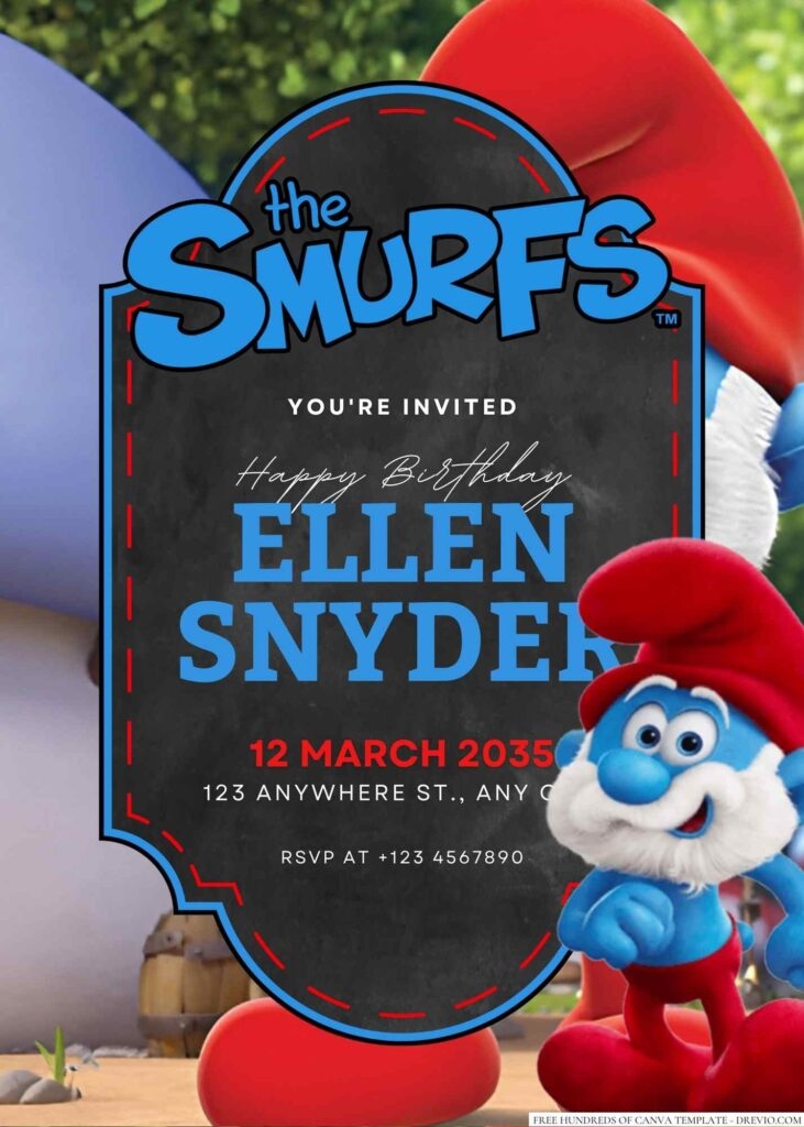 Papa Smurf Birthday Invitation Download Hundreds FREE PRINTABLE 