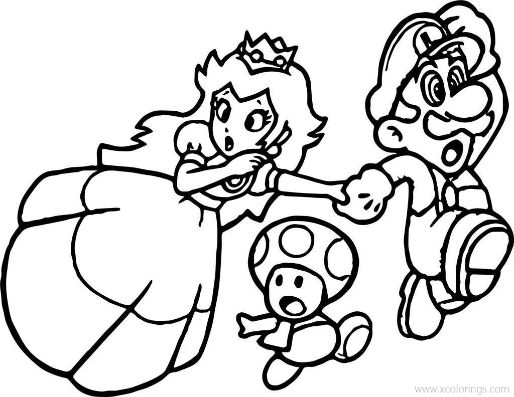 Paper Mario Coloring Pages Princess Peach With Toad XColorings