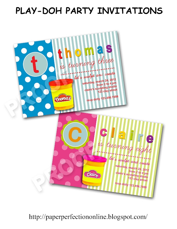 Paper Perfection Play Doh Party Invitation
