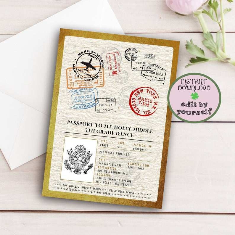 passport birthday invitation template free