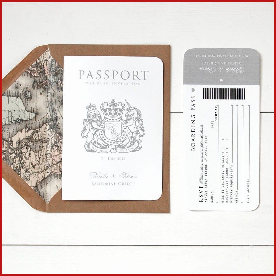 passport wedding invitation template free
