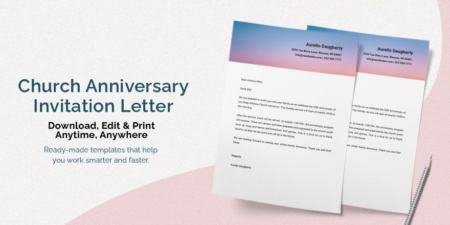 Pastor Anniversary Invitation Letter Infoupdate