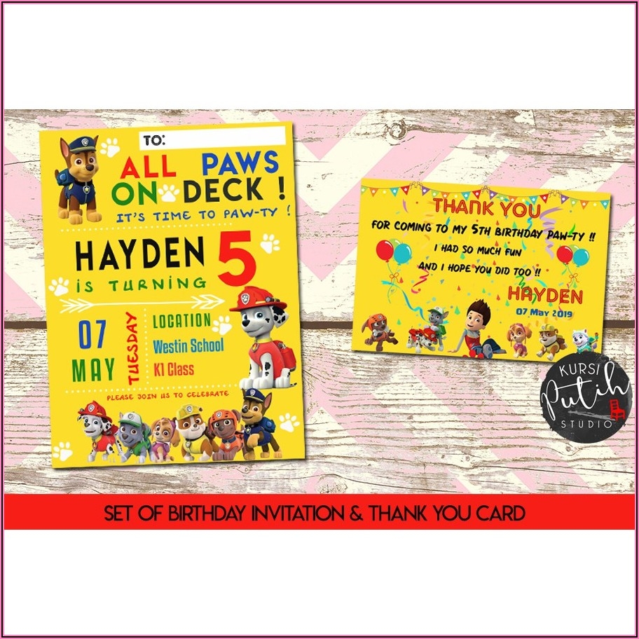 Paw Patrol Birthday Invitation Card Template Template 1 Resume 