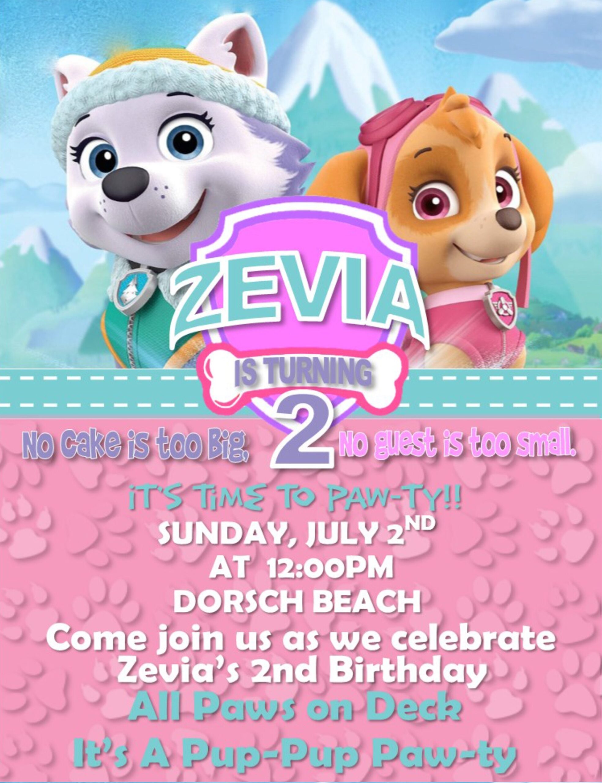 skye and everest invitation template