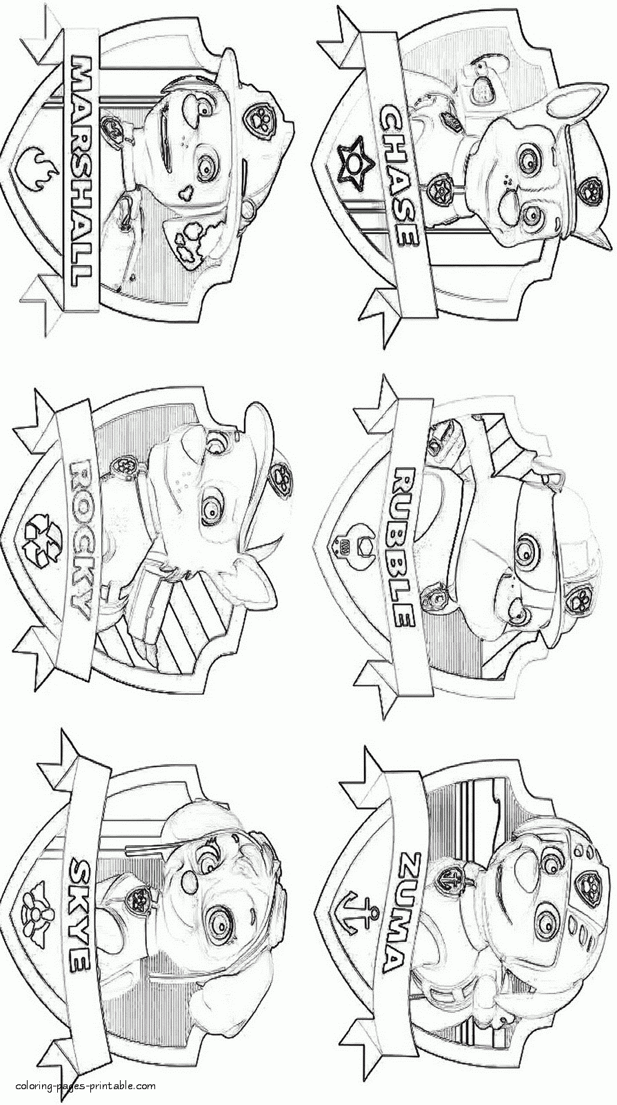 Paw Patrol Characters Coloring Pages To Print COLORING PAGES 