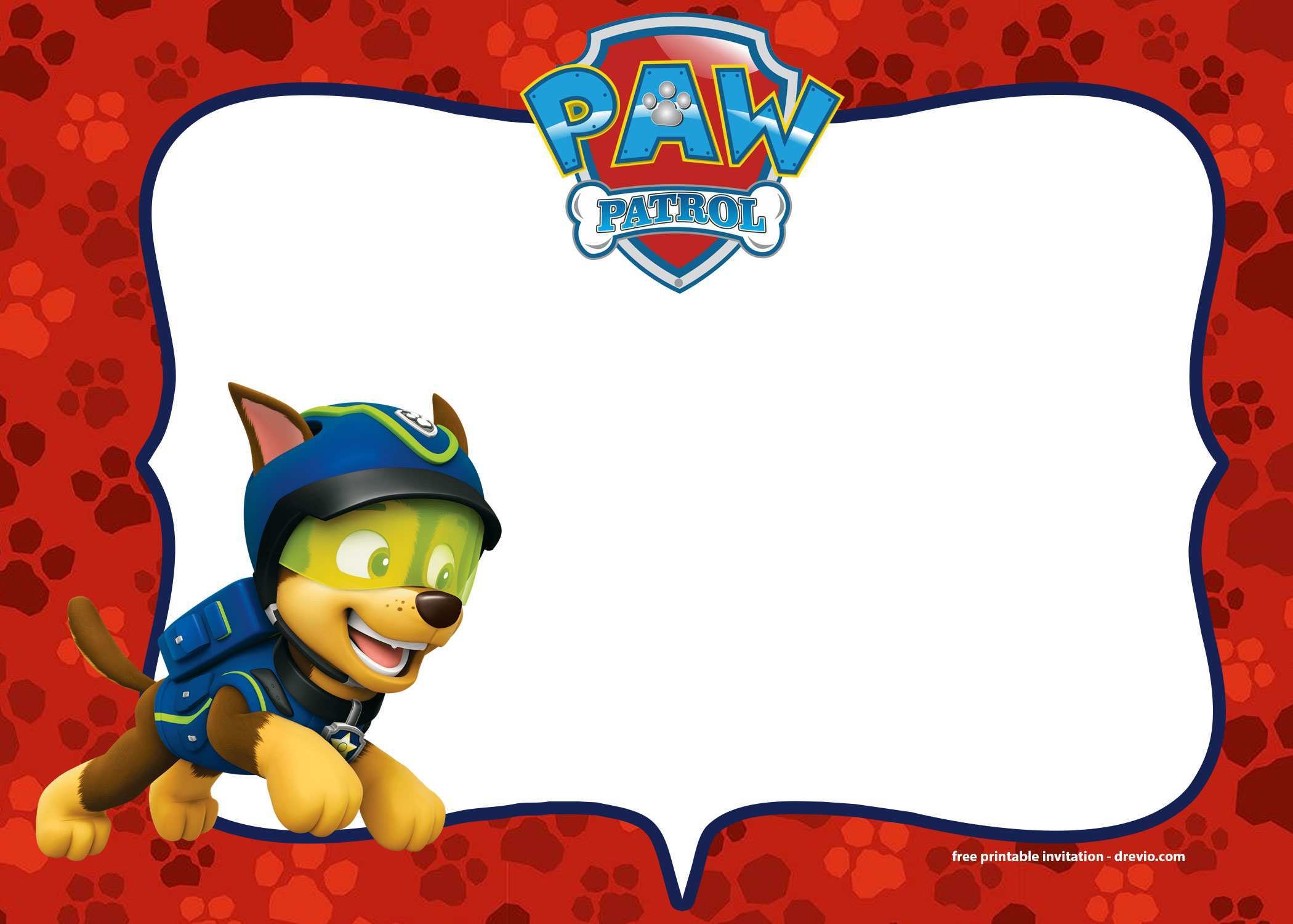Paw Patrol Invitation Template Blank Free Cards Design Templates