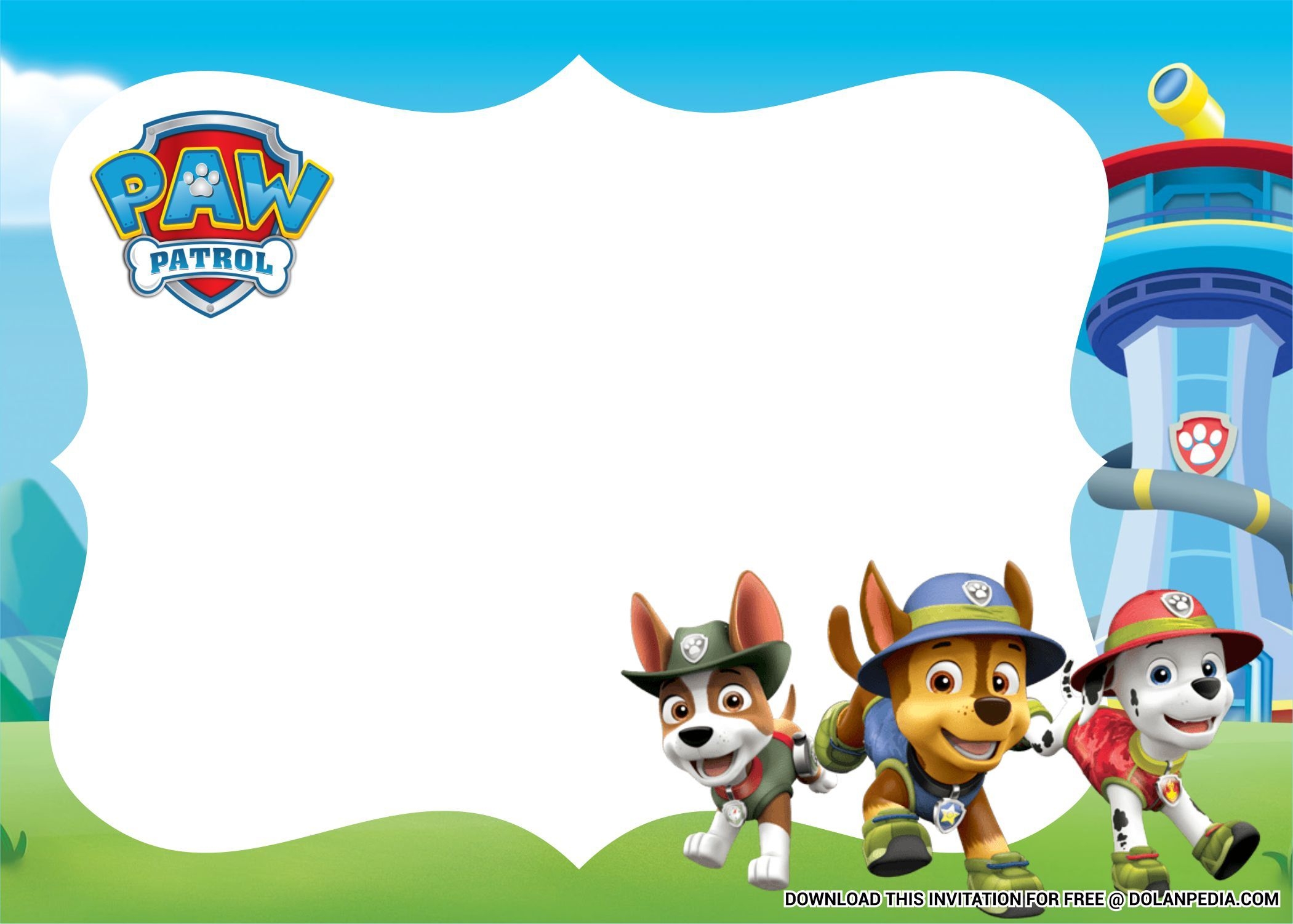 paw patrol invitation template editable