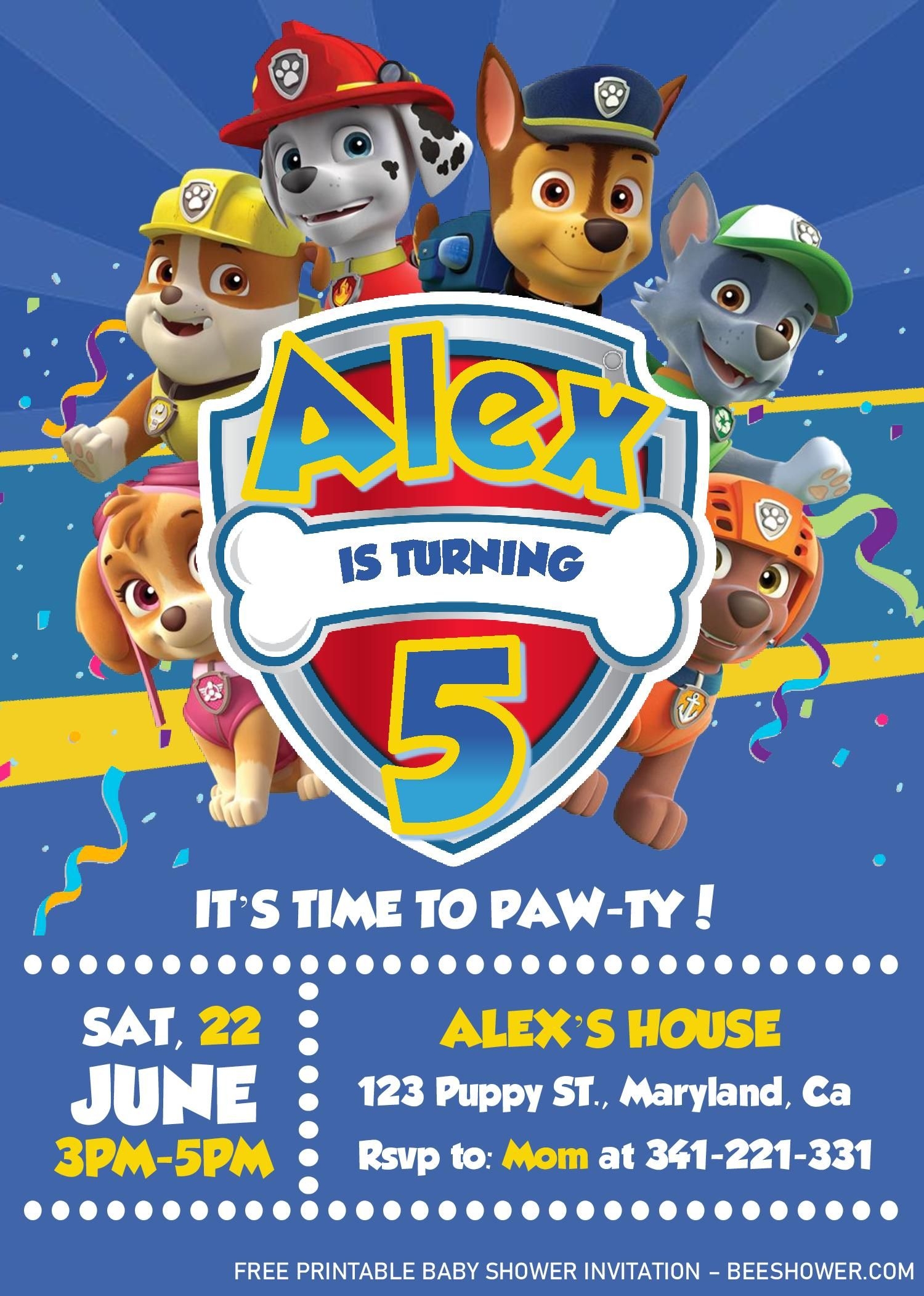 paw patrol party invitations template free