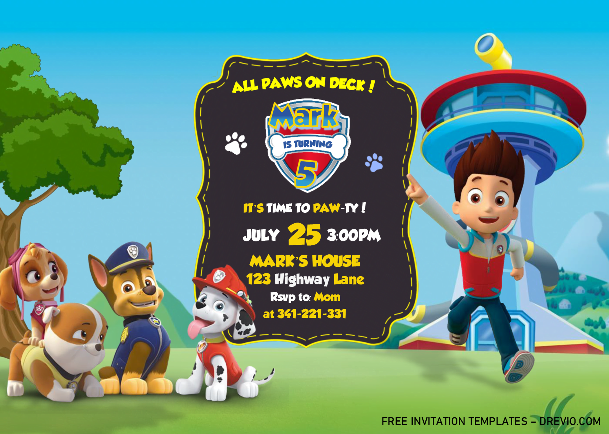 Paw Patrol Invite Template