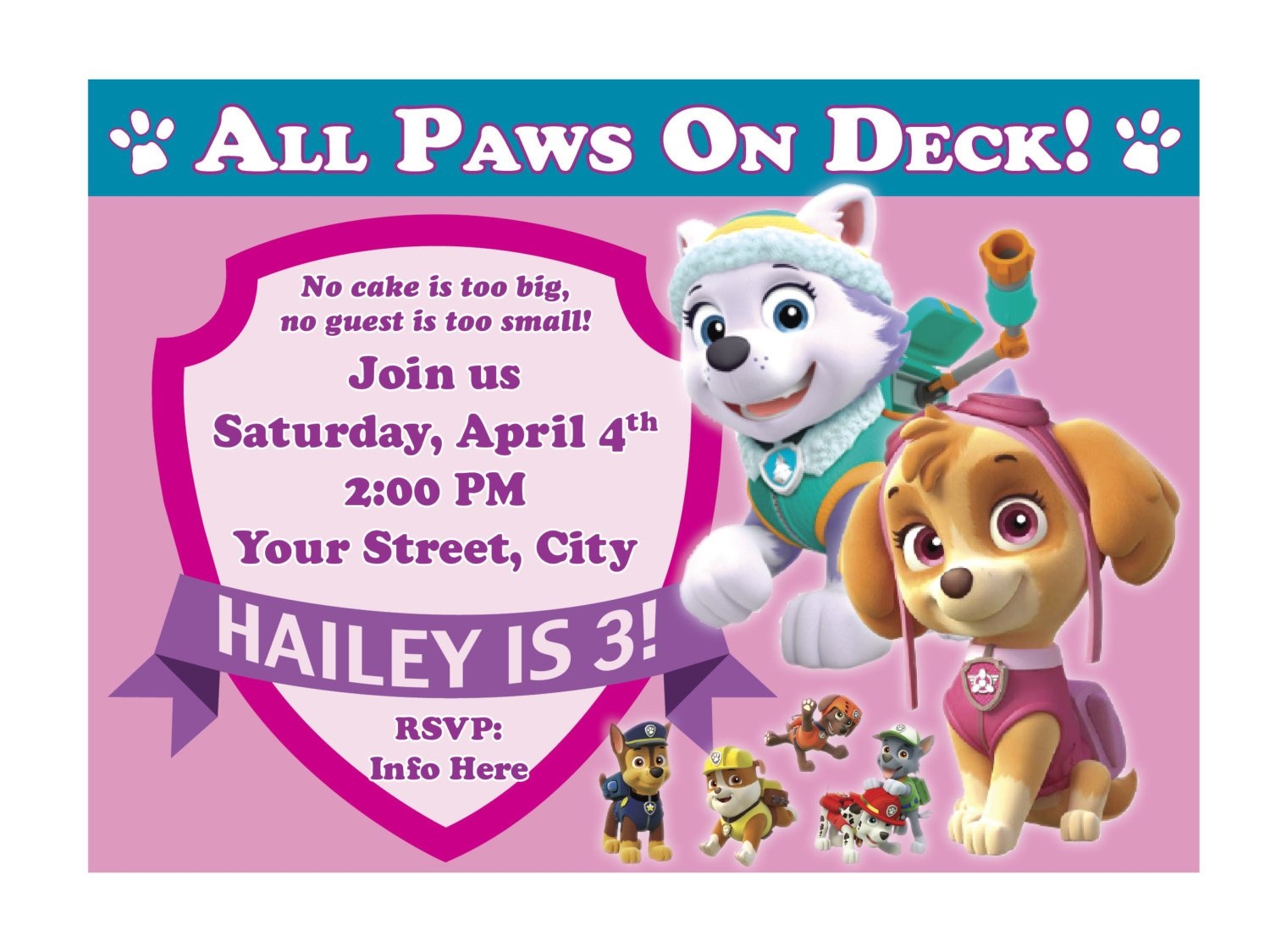 paw patrol party invitation template