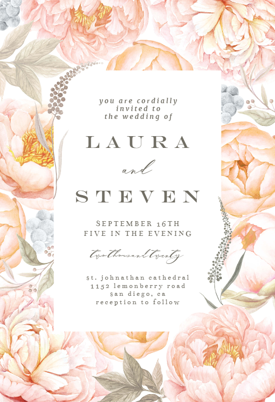 Peach Wedding Invitations Templates