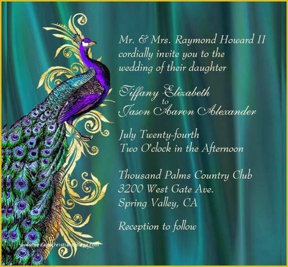 Peacock Invitations Template Free Of 13 Peacock Wedding Invitations Psd 