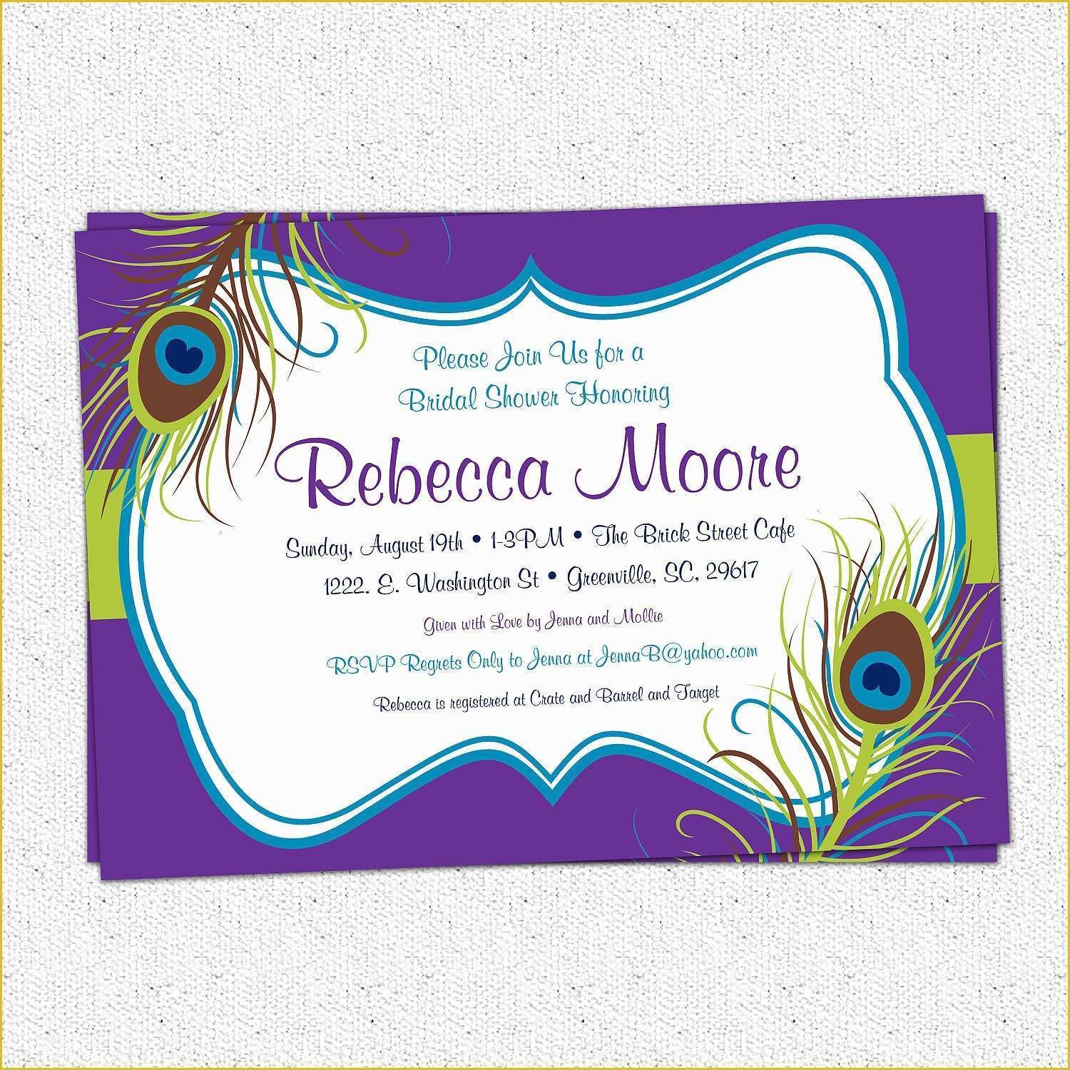 peacock invitations template free
