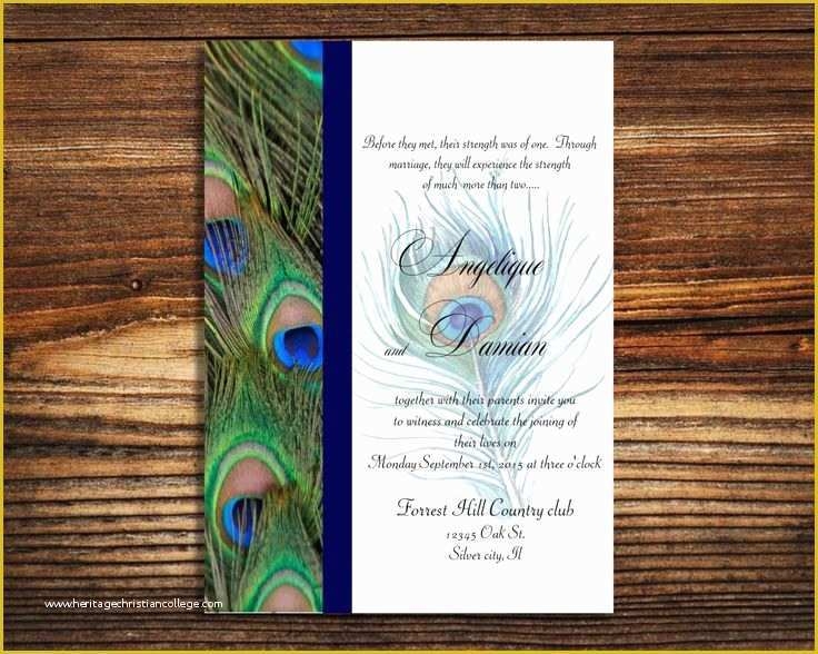 Peacock Invitations Template Free Of Instant Template Peacock Wedding 