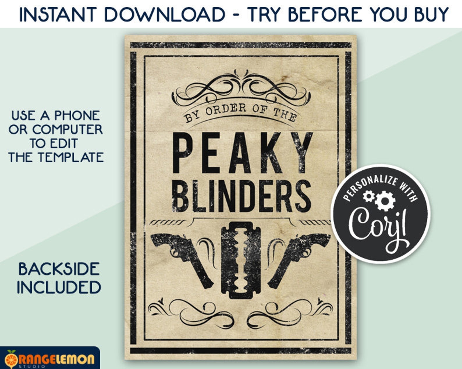 Peaky Blinders Invitation Printable Invite For Men 39 s Birthday Party 