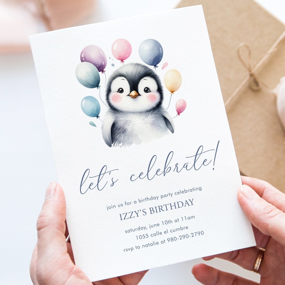 penguin birthday invitation template
