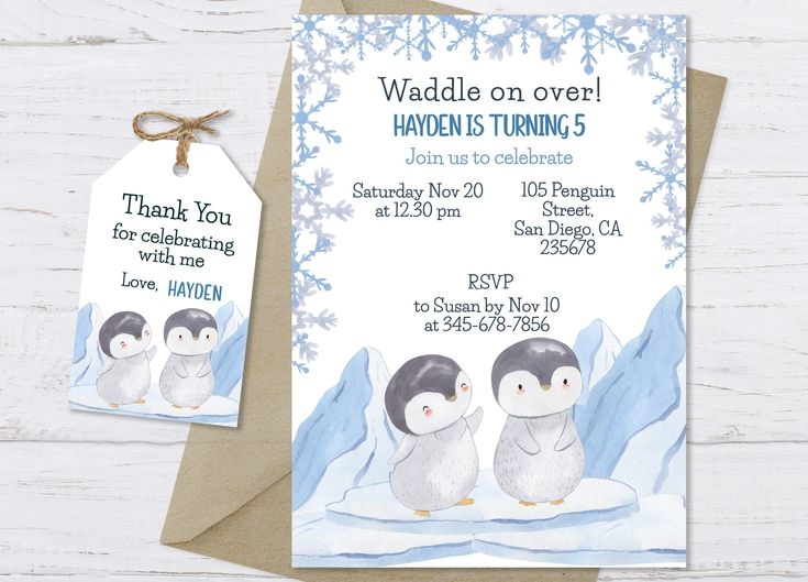 Penguin Invitation Penguin Birthday Invitation Template Penguin