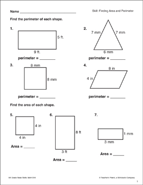 Perimeter And Area Worksheet For 6th Grade Lesson Planet Worksheets 