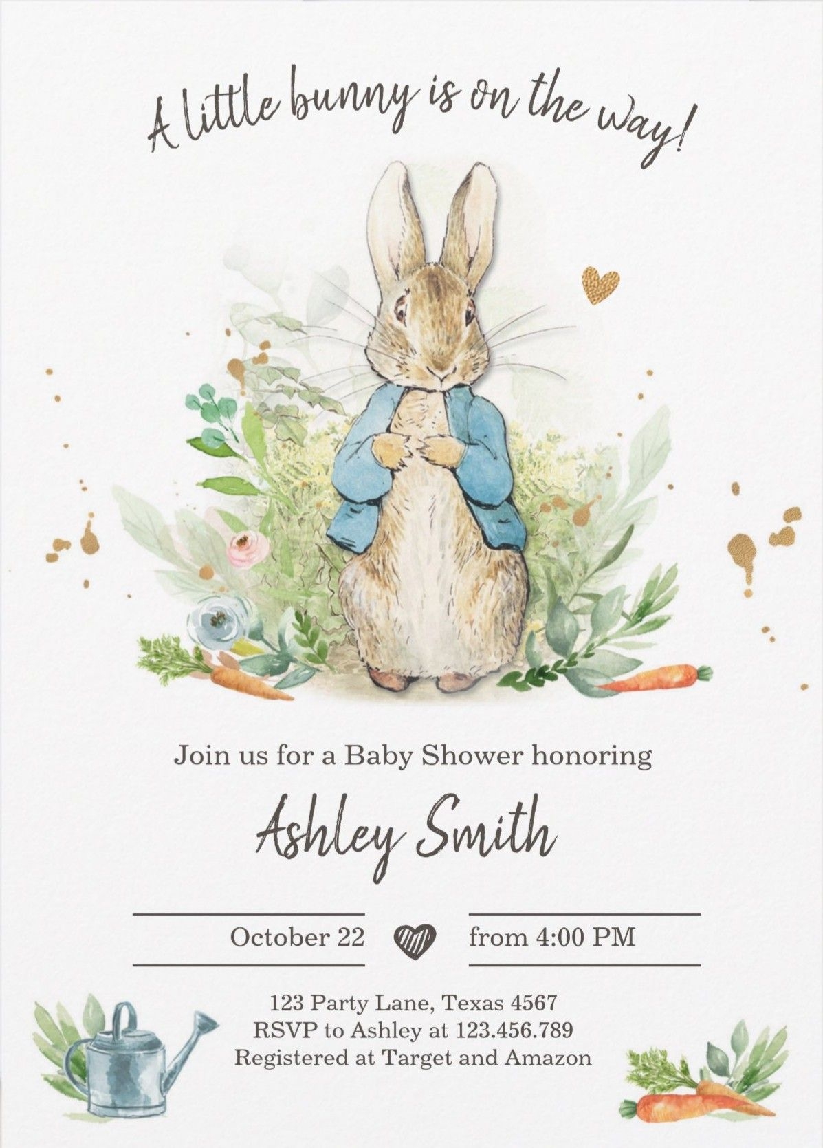 peter rabbit invite template
