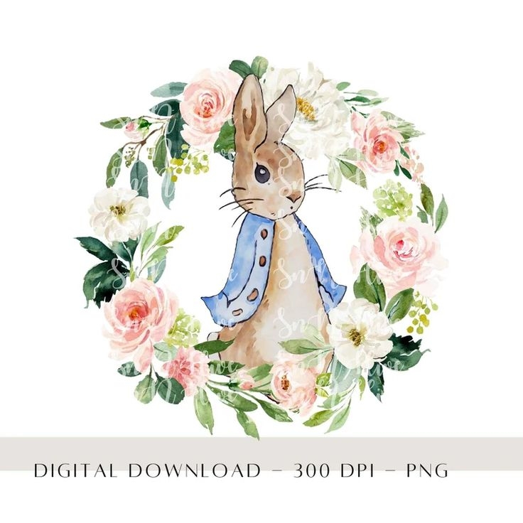 Peter Rabbit Pink Floral PNG Invite Card Design Peter Rabbit 