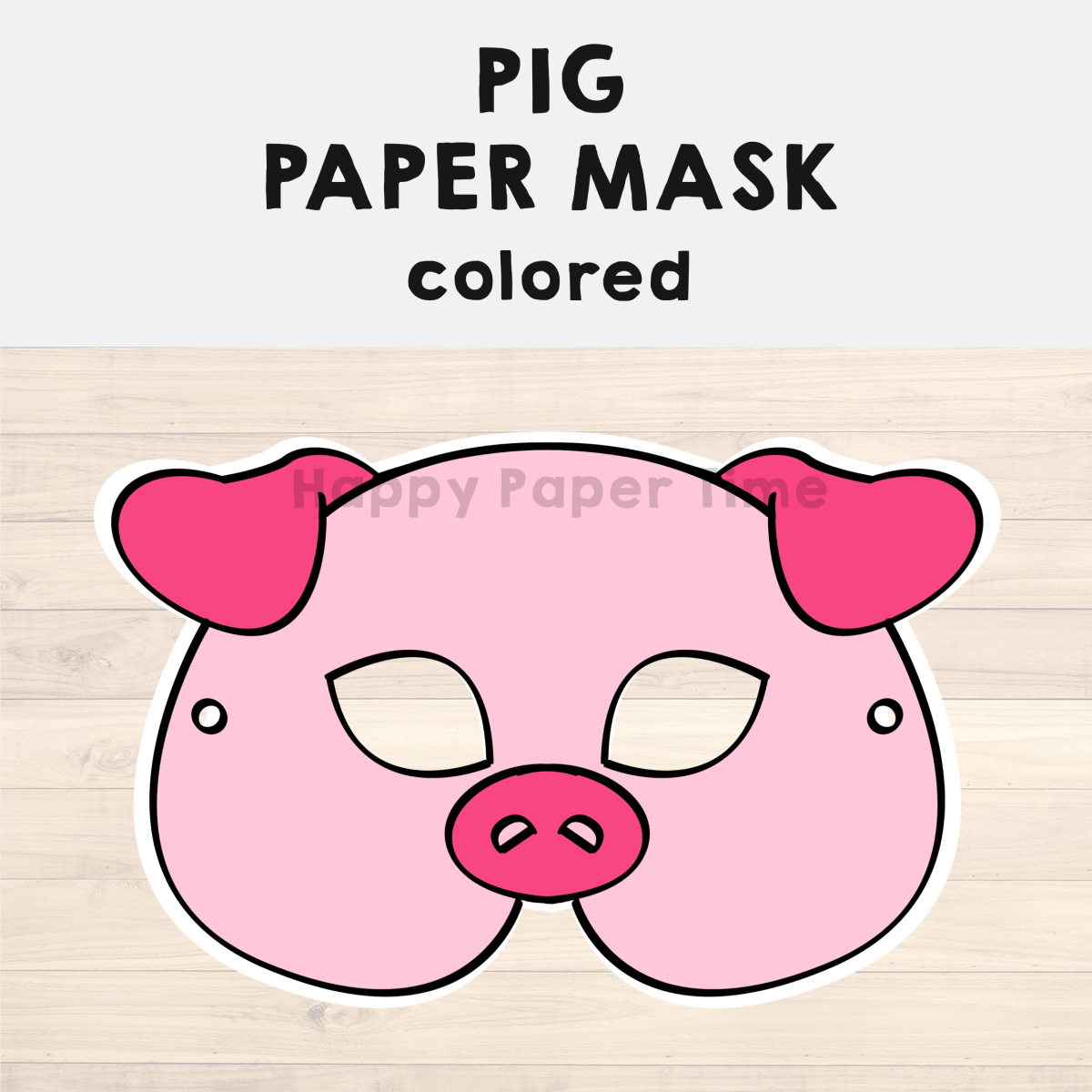 Pig Paper Mask Printable Farm Animal Craft Activity Costume Made By 