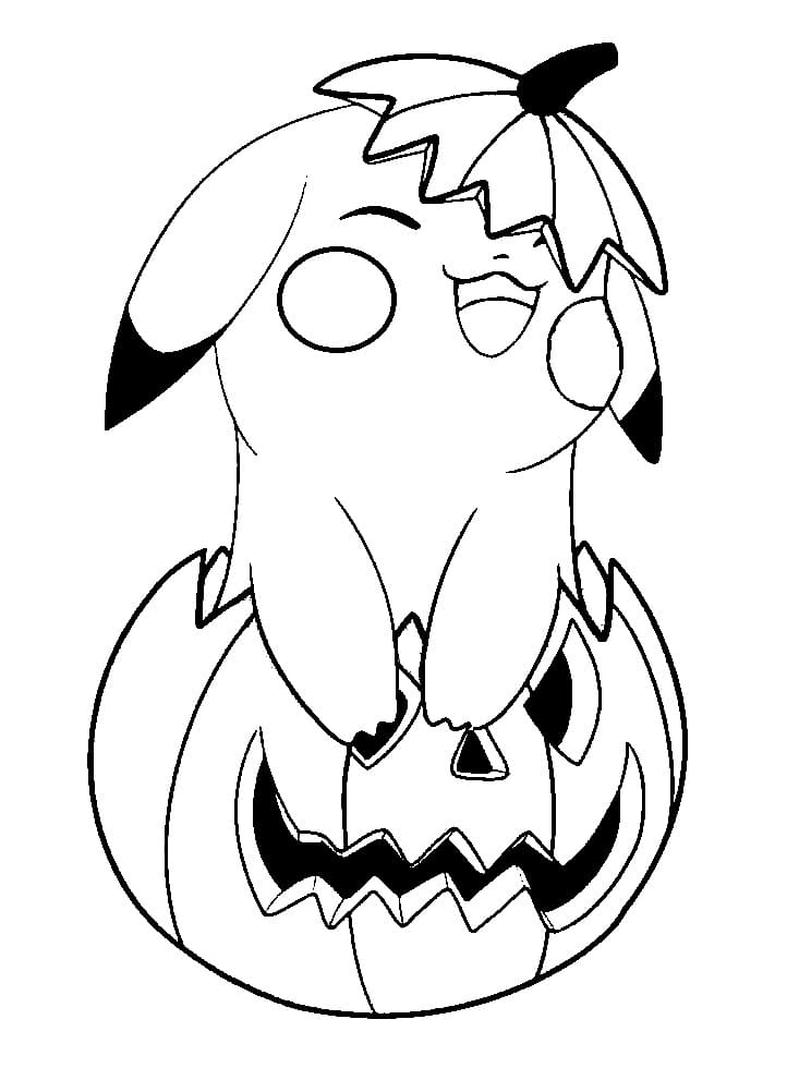 Pikachu And Halloween Pumpkin Coloring Page Free Printable Coloring 