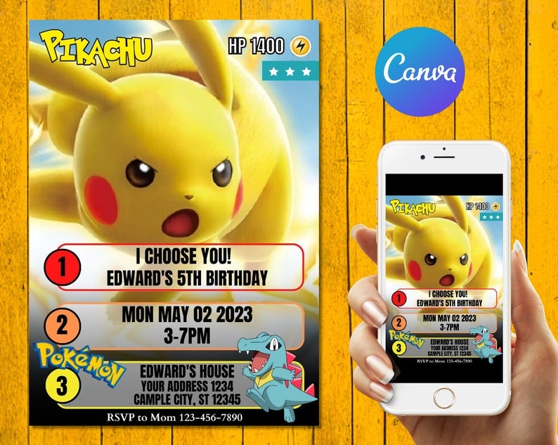 Pikachu Birthday Invitation Pokemone Birthday Invitation Template