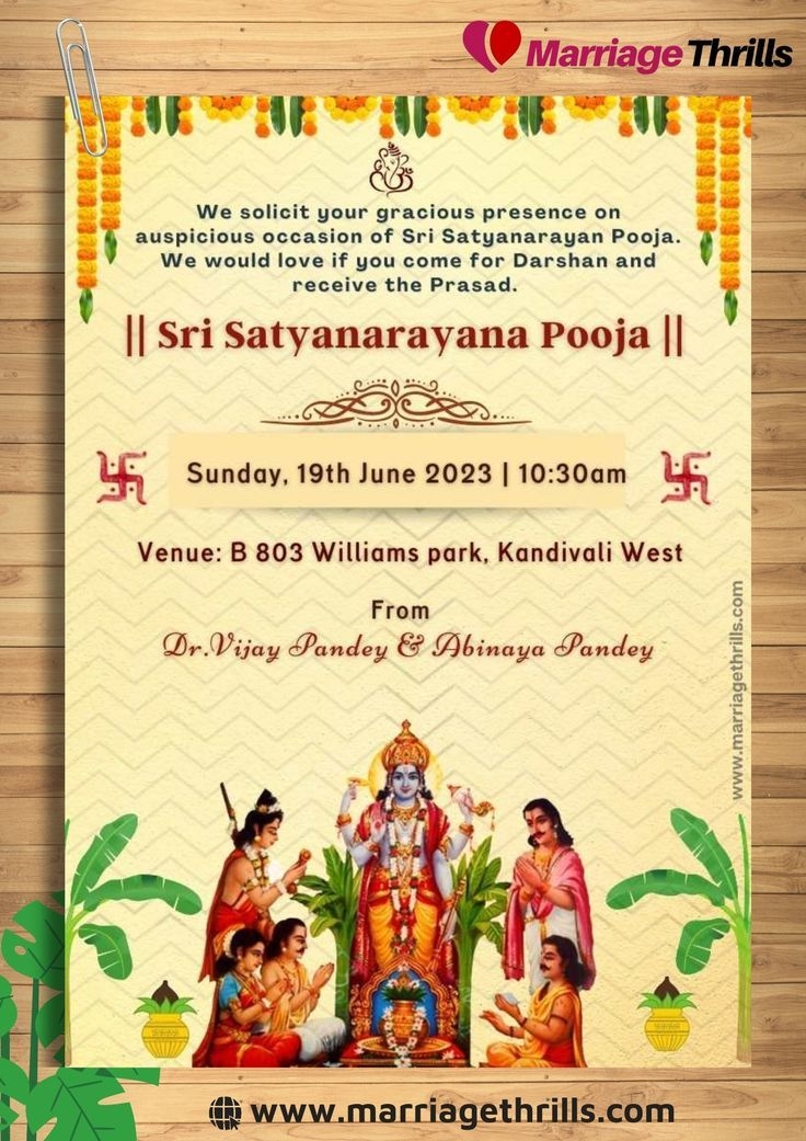 Pin On 11 Satyanarayana Pooja Invitation Card Ideas