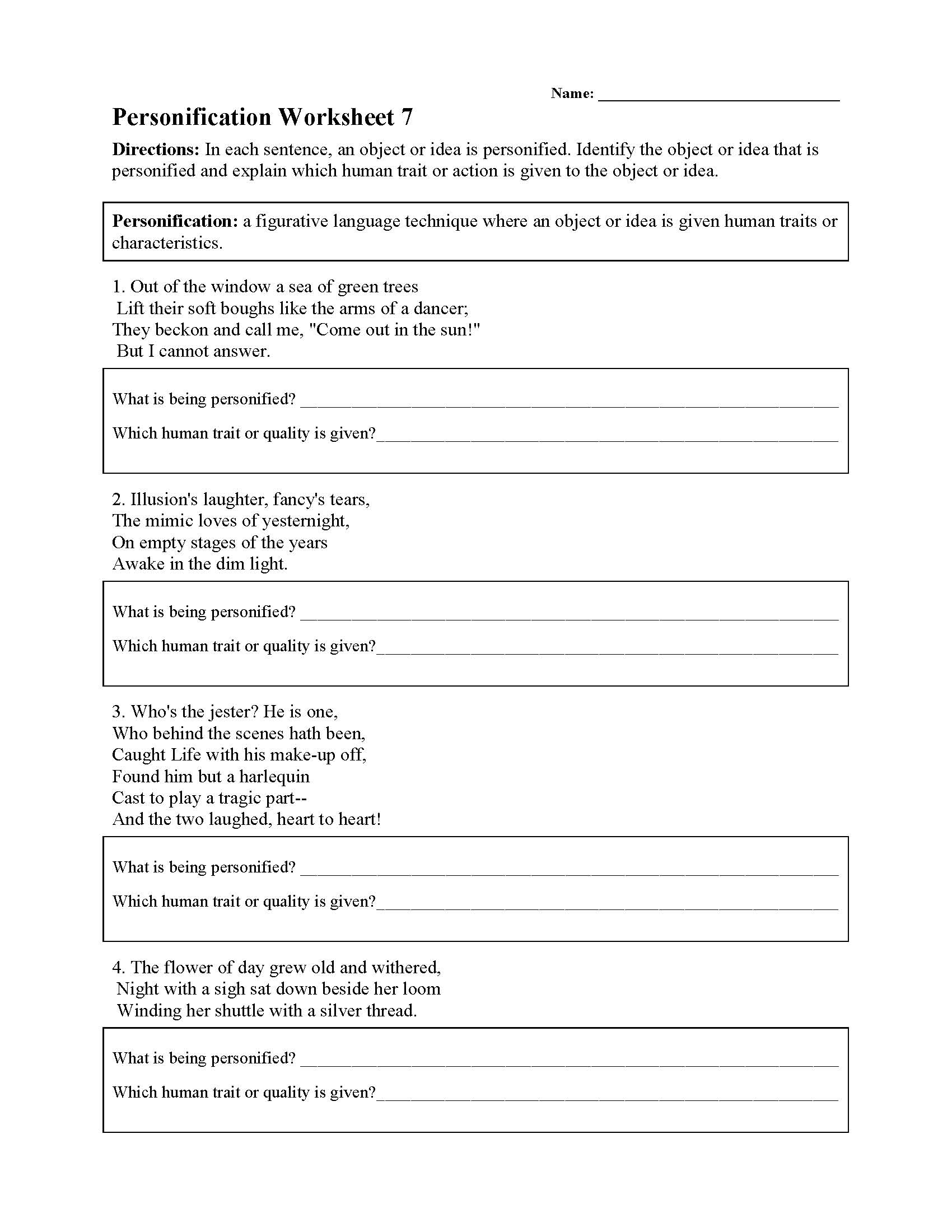Pin On Personification Worksheets Library