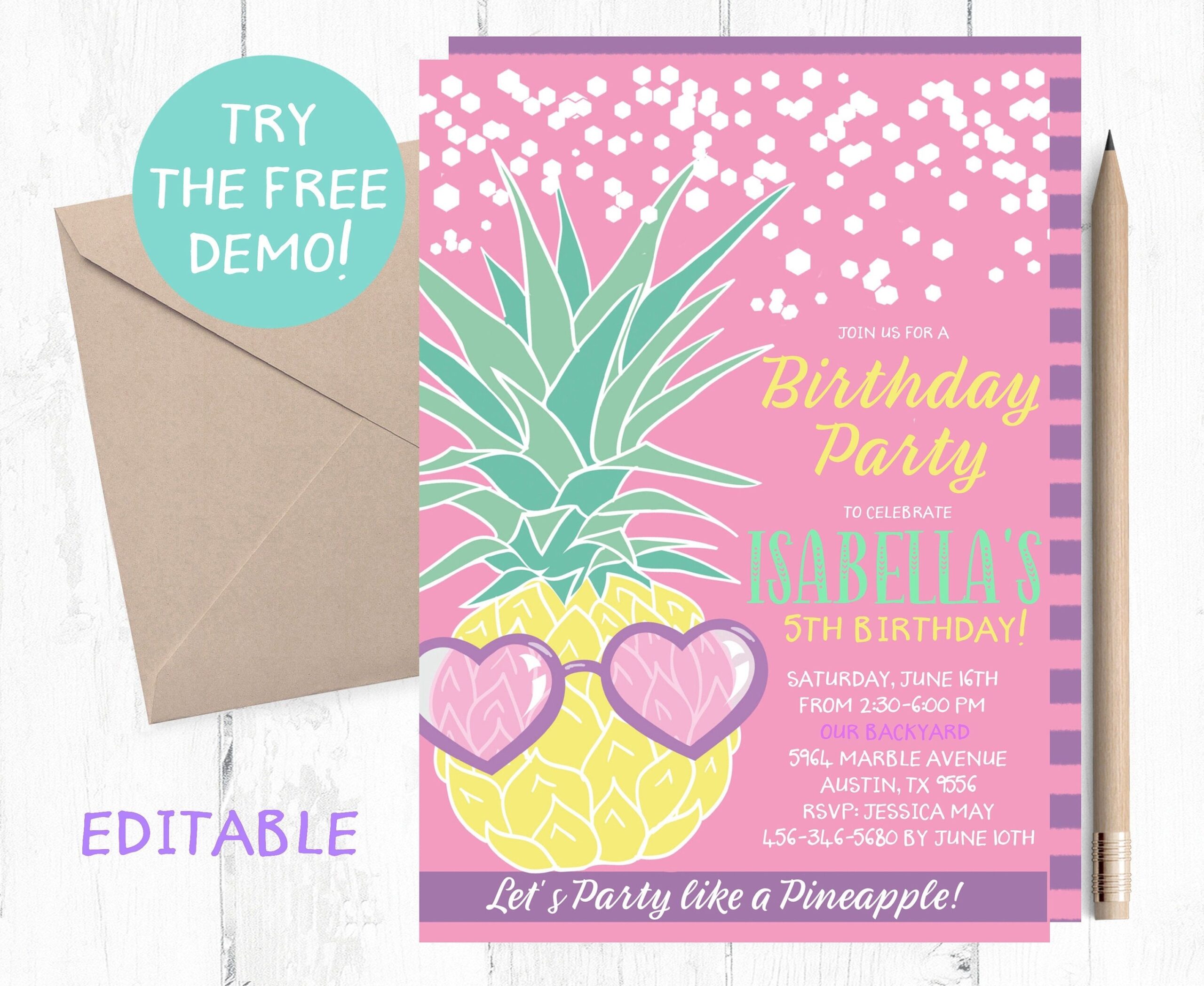 pineapple invitations template