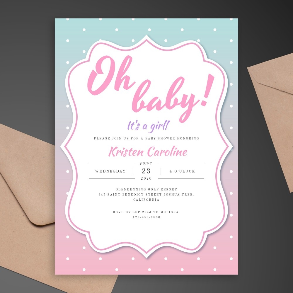Pink And Blue Invitation Template